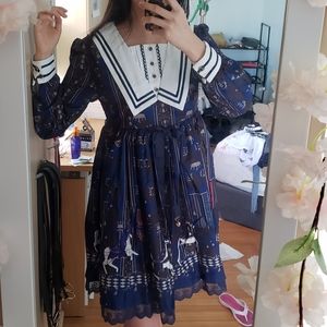 Dark blue lolita cosplay dress